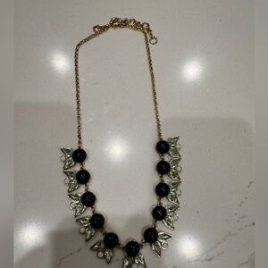 J. Crew Navy and Gold with light green Statement Necklace